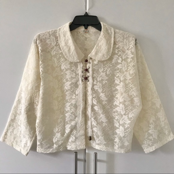 Vintage Tops - Vintage Cottagecore Lace Blouse